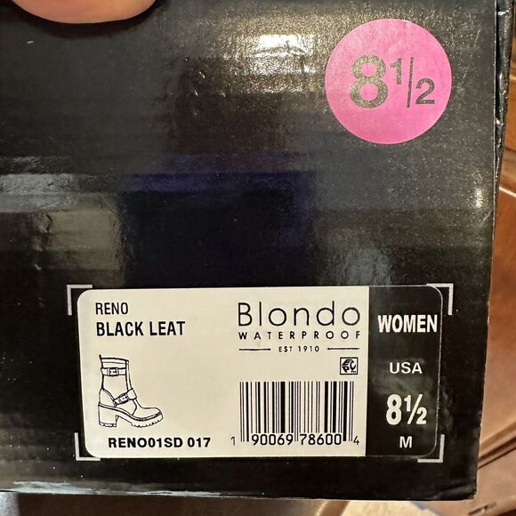Blondo Reno Womens Size 8.5 Combat Boots Black Waterproof Leather Heel Boots New - Picture 8 of 12